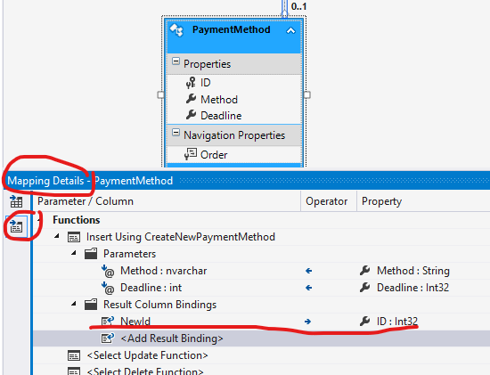 Mapping procedure to entity