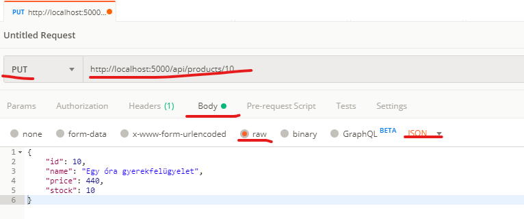 Postman PUT query