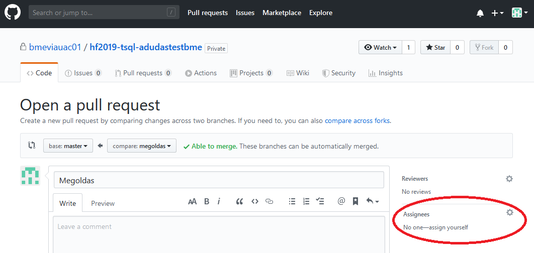 GitHub create pull request