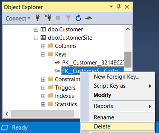 Delete constraint