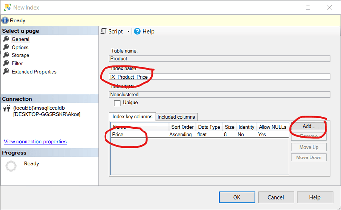 Index properties