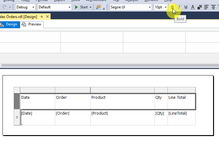 Format the header row