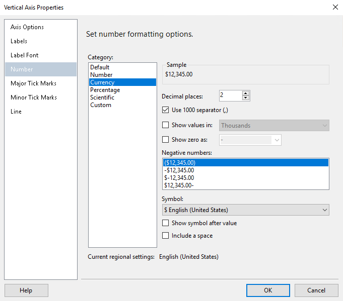 Axis formatting